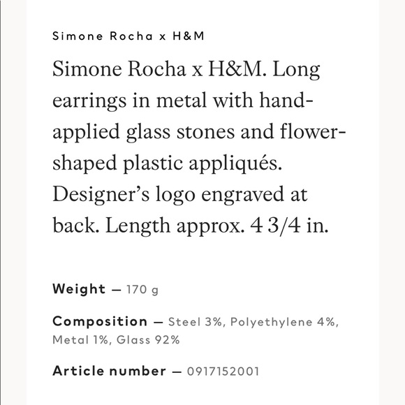 🎈Sold🎈Simone Rocha X H&M Long Earrings - Picture 9 of 9
